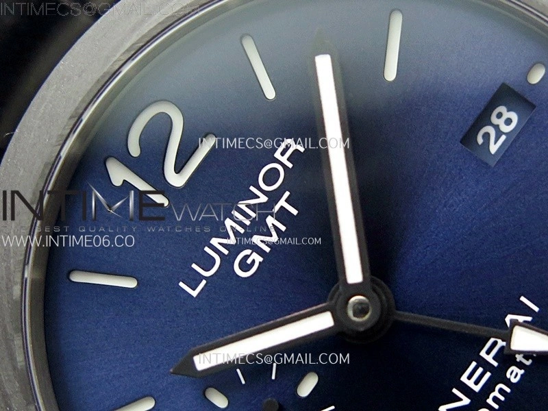 PAM1279 X Luminor GMT 42mm Titanium VSF 1:1 Best Edition Blue Dial on Black Leather Strap P.9011 Super Clone